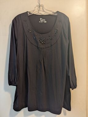 croft & barrow Black Scoop-Neck Embellished Women's Tunic